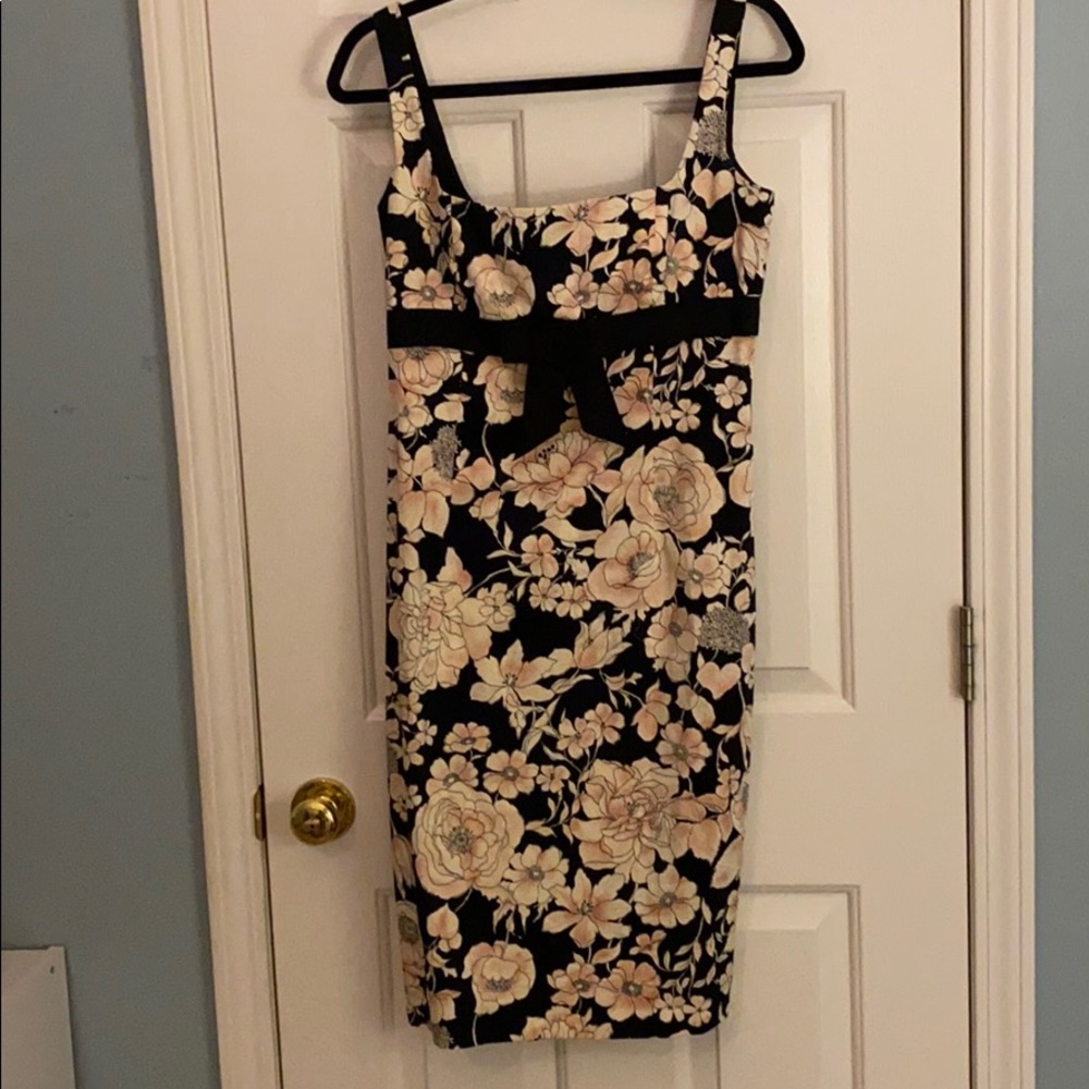 Maggy London Black and Pink Floral Dress Women’s 8